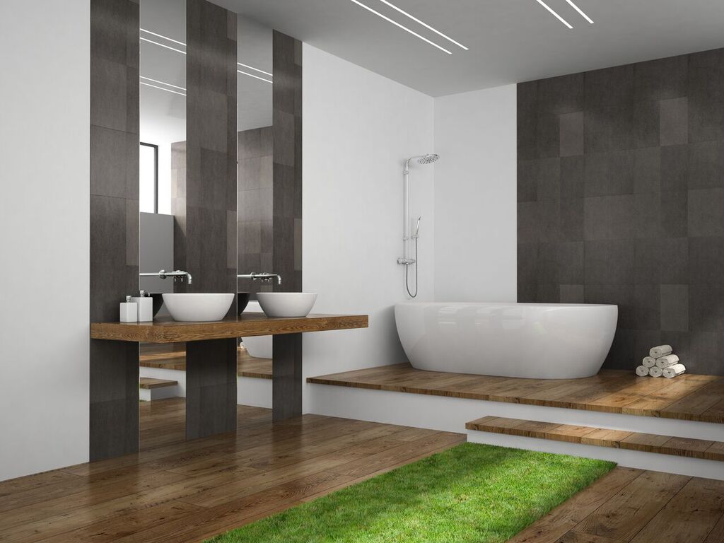 gray greenery bathroom